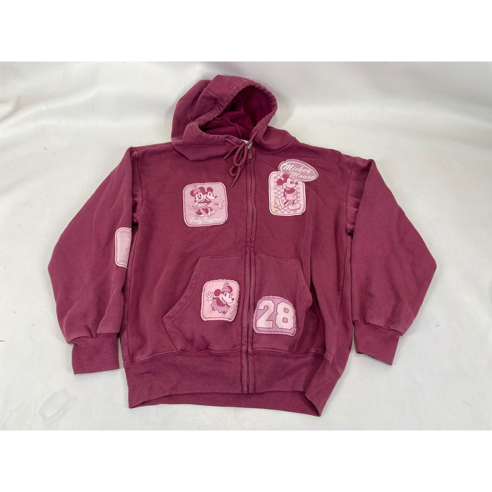 Disney Mickey Mouse Friends Zip Up Hoodie Burgundy Red XS MYSJYJ8-4L16